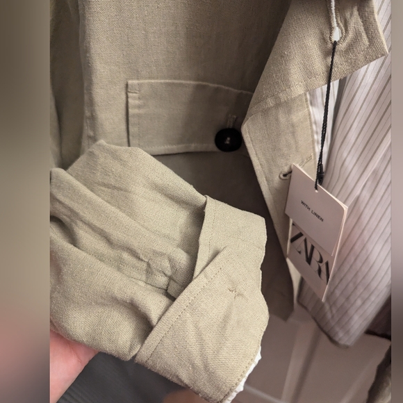 Zara Beige Linen Jacket - XL - Picture 4 of 5
